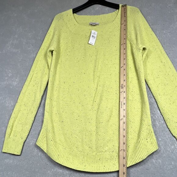 Loft Sweater Womens Size Medium Green Cotton Tight Knit Boat Neck Long Sleeve - Picture 6 of 10